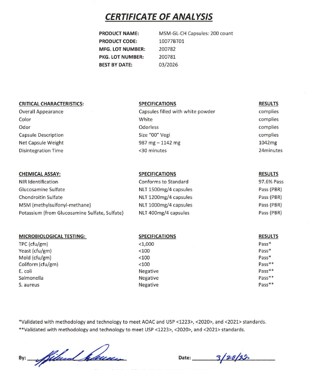 MSM Glucosamine Chondroitin | Dr. Ron's Ultra-Pure